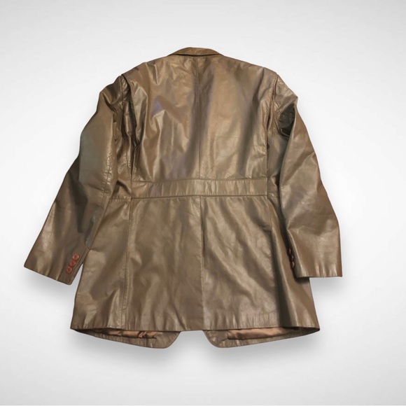 Vintage 80’s Campus Brown Leather Coat Blazer Jacket - Picture 4 of 8